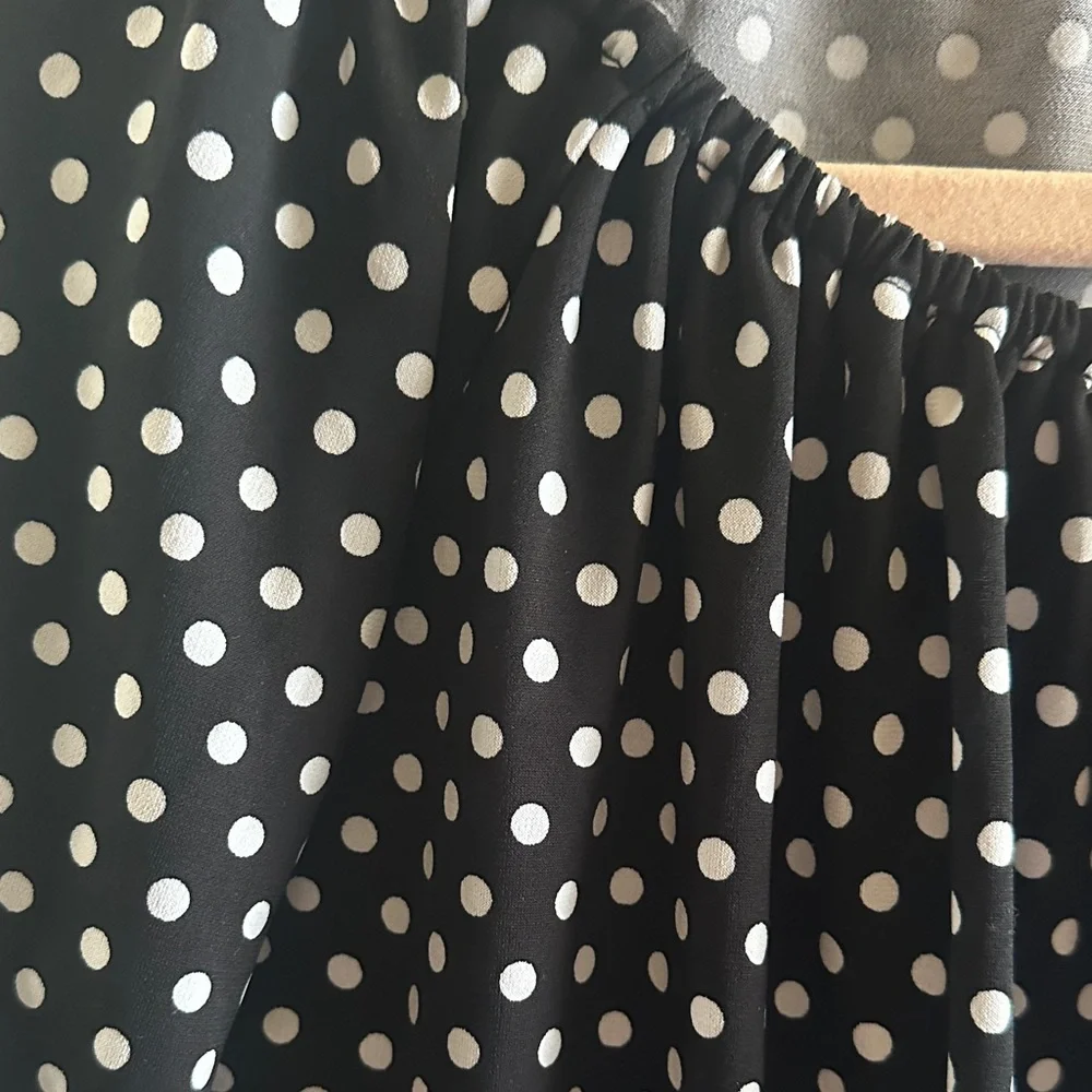 Michael Kors‎ Polka Dot Black White Bell Sleeve Career Top | Medium